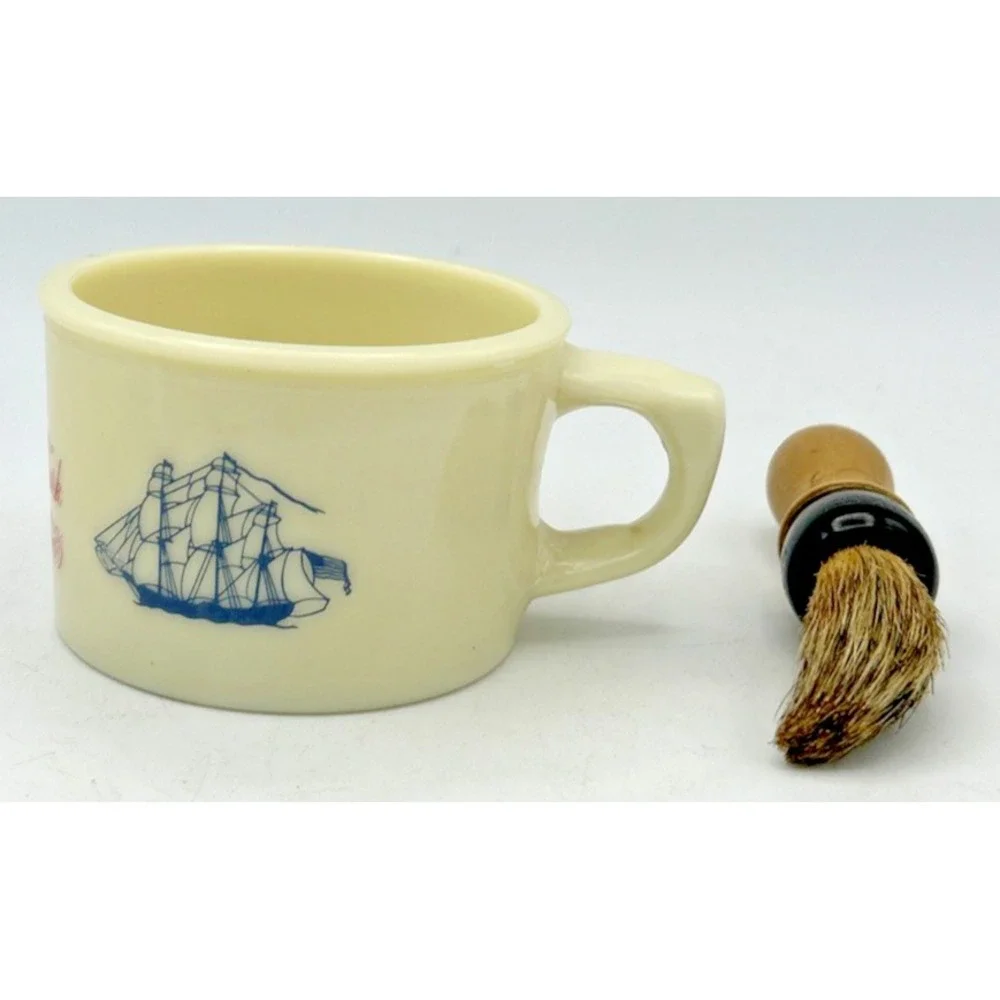 VTG Old Spice Shaving‎ Mug & Brush Cup Ship Grand Turk Salem 1786 Shulton USA